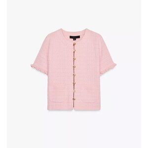 Zara Pink Textured Short Sleeve Top